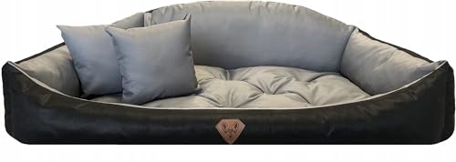 Lux4Kids Hundebett schmutzabweisend mit hoher Rückenlehne Black-Stone 100 cm x 75 cm von Lux4Kids