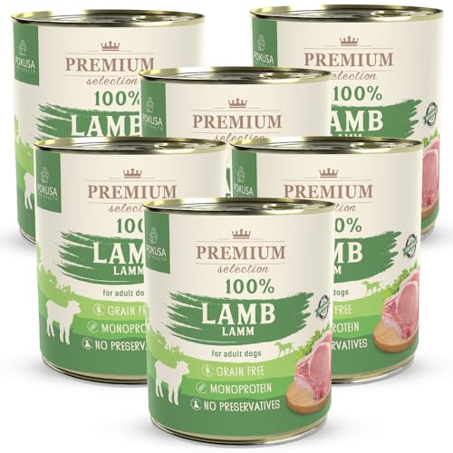 Premium Selection 100 Prozent Lamm Nassfutter für Hunde 6 x 800 Gramm von Lux4Kids