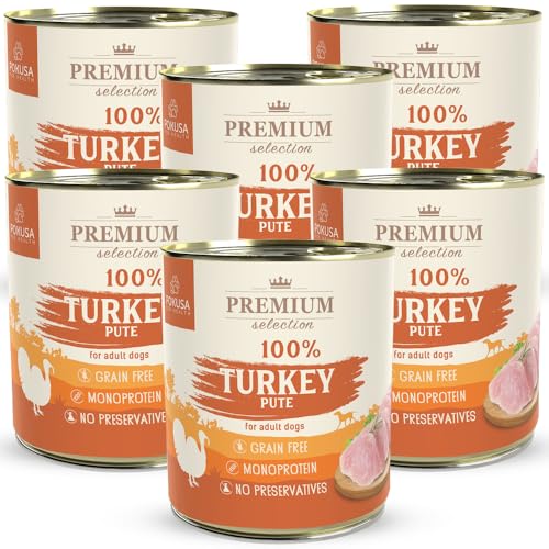 Premium Selection 100 Prozent Pute Nassfutter für Hunde 6 x 850 Gramm von Lux4Kids