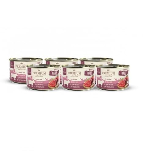 Premium Selection 100 Prozent Rind Nassfutter für Hunde 6 x 400 Gramm von Lux4Kids