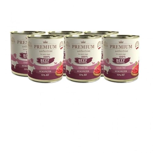 Premium Selection 100 Prozent Rind Nassfutter für Hunde 6 x 850 Gramm von Lux4Kids