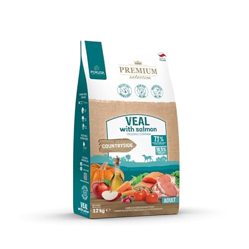 Premium Selection Kalb mit Lachs Getreidefreies Trockenfutter für Hunde 12 Kilogramm von Lux4Kids