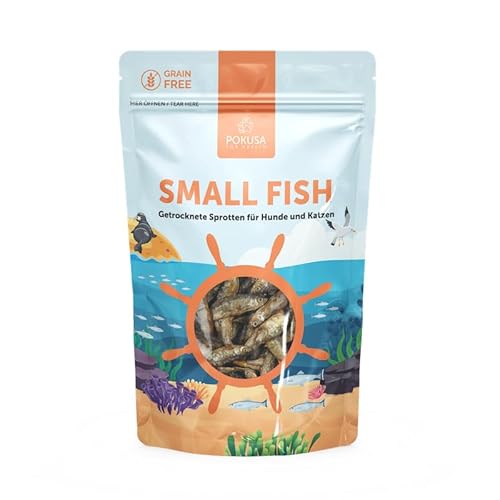 Lux4Kids SMALL Fish getrocknete Sprotten Knusprige Meeresspezialität für Hunde und Katzen von Lux4Kids