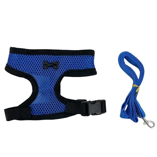 Atmungsaktives Haustier Westenset Kühle Haustierwesten mit Kleiner Schleife und Haustierleine Sandwich-Mesh für Hund und Katze (Blau, L) von Luxetoys