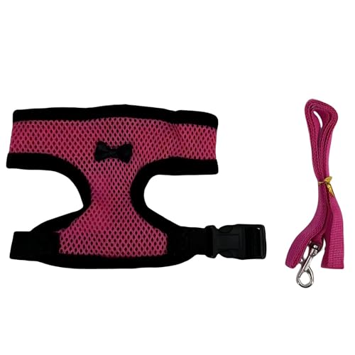 Atmungsaktives Haustier Westenset Kühle Haustierwesten mit Kleiner Schleife und Haustierleine Sandwich-Mesh für Hund und Katze (Rosa, L) von Luxetoys