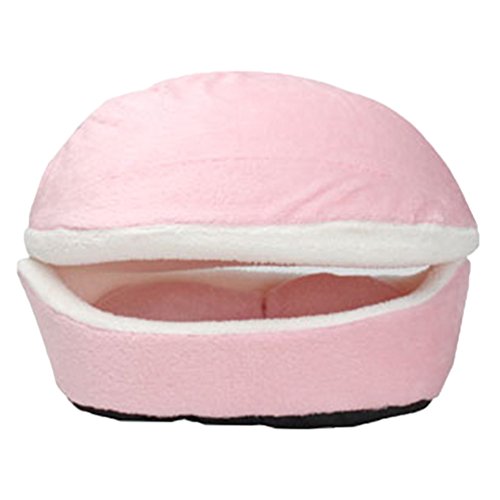 LvRao 2 in 1 Haustier Haus | Muschelförmig Hund Katze Bett Höhlenbett | Klein Flanell Hundehaus Hundehöhle Kuschelhöhle (Rosa, 45 * 32 * 32CM) von LvRao