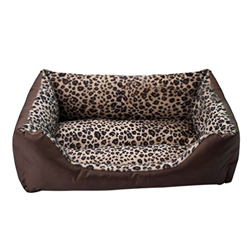 LvRao Haustier Haus, Katzenbett, Haustierbett, Rechteckig Atmungsaktiv Hundekissen, Hundebett, Hundekorb Katzen (Leopard, 45 * 37 * 12CM) von LVRAO