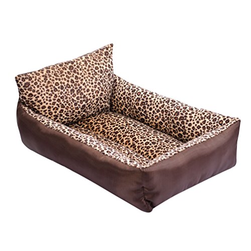 LvRao Haustierbett Kissen Hundebett, Katzenbett Rechteckig Hundehaus Tragbar Hundematte Kätzchen Hundesofa (Leopard, 55 * 45 * 13CM) von LvRao