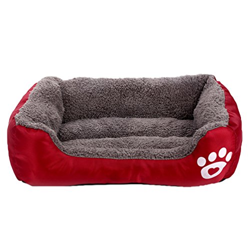 LvRao Haustierbett Weiches Hundekissen Warm Flauschig Plüsch Hundebetten Hundekissen Hundedecke Welpe Katze Tierbett (Wein Rot, L: 68 * 55 * 16CM) von LvRao