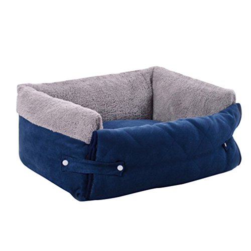 LvRao Hundebett, Hundehaus, Haustierbett, Katzenbett Weich Gemütlich Rechteckig Hundekissen, Hundesofa (Blau Grau, 56 * 37 * 19CM) von LvRao