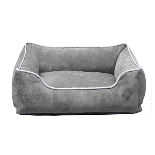 LvRao Hundebett, Katzenbett Corduroy Haustier Haus Rechteckig Hundekissen, Hundesofa, Tragbar Hundekorb - Für alle Jahreszeiten - (Hell Grau, L: 60 * 45 * 18cm) von LvRao