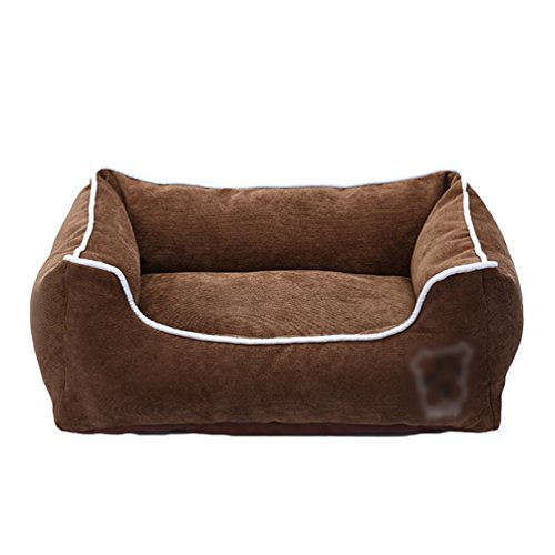 LvRao Hundebett, Katzenbett Corduroy Haustier Haus Rechteckig Hundekissen, Hundesofa, Tragbar Hundekorb - Für alle Jahreszeiten - (Kaffee, L: 60 * 45 * 18cm) von LvRao