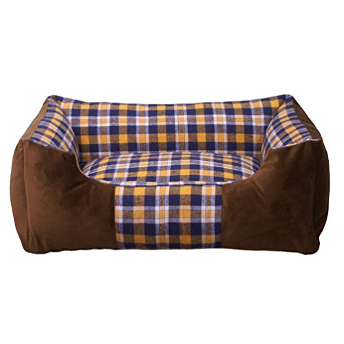 LvRao Hundebett, Katzenbett Corduroy Kariert Hundesofa, Hundekissen, Haustier Haus Gemütlich Haustierbett - Für alle Jahreszeiten - (Kariert #2, M: 55 * 35 * 18cm) von LVRAO