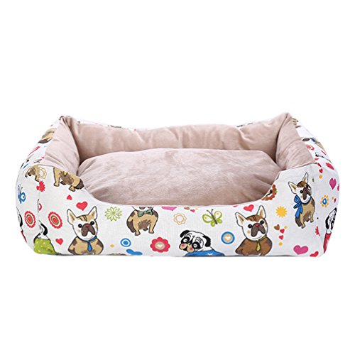 LvRao Hundehaus, Hundebett, Katzenbett Gedruckt Haustierbett Atmungsaktiv Hundekissen, Hundekorb, Hundesofa - Für alle Jahreszeiten - (Hund Muster, S: 45 * 35 * 17cm) von LvRao