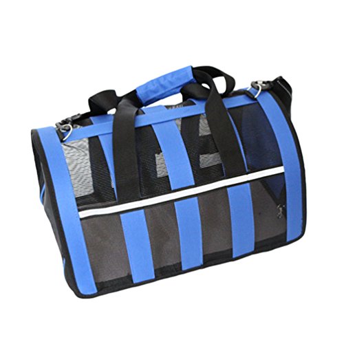 LvRao Hundetransporttasche Faltbar Leicht Handtasche Transporttasche für Katzen Hunde Haustiere Reisetasche Transportbox (Blau, L: 43 * 27 * 26cm) von LvRao