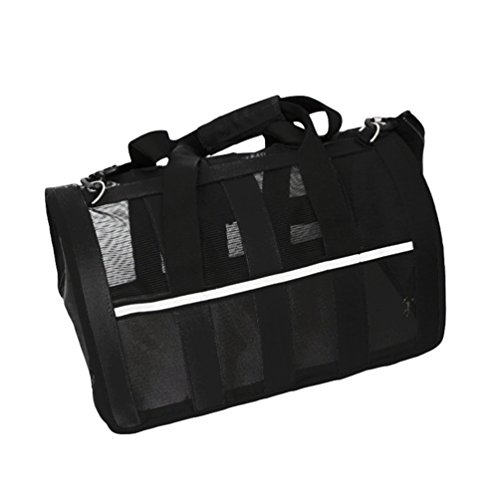 LvRao Hundetransporttasche Faltbar Leicht Handtasche Transporttasche für Katzen Hunde Haustiere Reisetasche Transportbox (Schwarz, L: 43 * 27 * 26cm) von LvRao