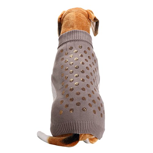 LvRao Klein Hunde Katzen Strickpullover Pulllover Rollkragen Sweater Leopard Weich Warme Haustier Kostüm Mantel (Grau Pailletten, 2XL) von LvRao