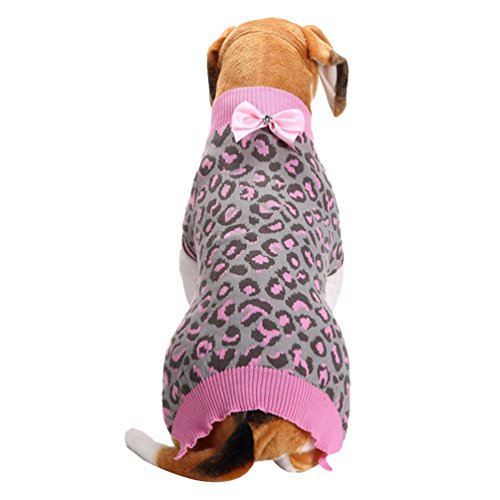 LvRao Klein Hunde Katzen Strickpullover Pulllover Rollkragen Sweater Leopard Weich Warme Haustier Kostüm Mantel (Pink Leopard, L) von LvRao