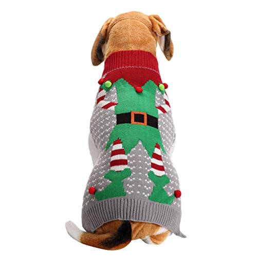 LvRao Niedlich Weich Weihnachten Halloween Gedruckt Haustier Welpe Hund Sweater Jumper Mantel (Grau Clown, S) von LvRao