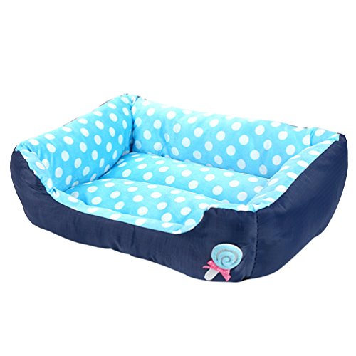 LvRao Waschbar Haustierbett für Hund, Katze & Haustier Rechteck Welpen Kissen Sofa Körbe Hundebett (Blau, L: 68 * 55 * 16CM) von LvRao