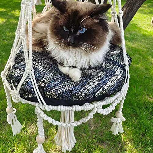 LvSenLin Nuevo tapiz bohemio Tejido a Mano de algodón mascota gato hamaca cama columpio macramé para EL hogar dormitorio decoración cesta colgante de pared von LvSenLin