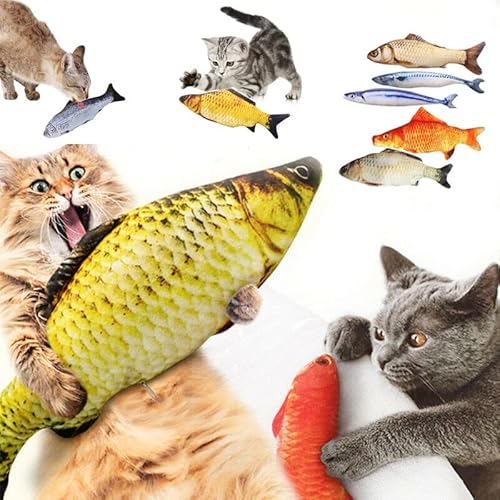 LvSenLin Plush Cat Fish Toy Cat Scratcher Catnip Toy Interactive Simulation Fish Cat Mint Fidget Toys Stuffed Playing Toy for Cat Kitten von LvSenLin