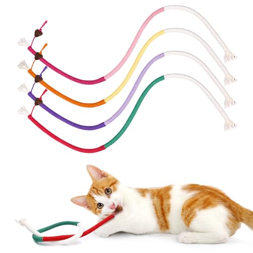 Lvefyti 4 Stück Katzenminze Spielzeug,70 cm Katzenminze Sticks,Katzen zahnpflege Spielzeug,Interaktives Beißseil,Natürliche Katzensticks für Katzen Zahnreinigung und Gegen Mundgeruch von Lvefyti