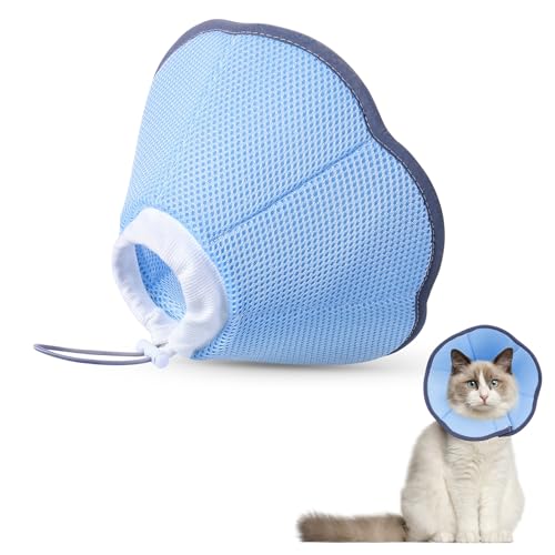 Lvefyti Halskrause Katze,Faltbaren Schutzkragen,Einstellbar Weicher Katzenkragen,Blau Wiederherstellung Halsband für Katzen Nach Operation und Verletzungen(Blau, S, Hals: 12-21cm) von Lvefyti