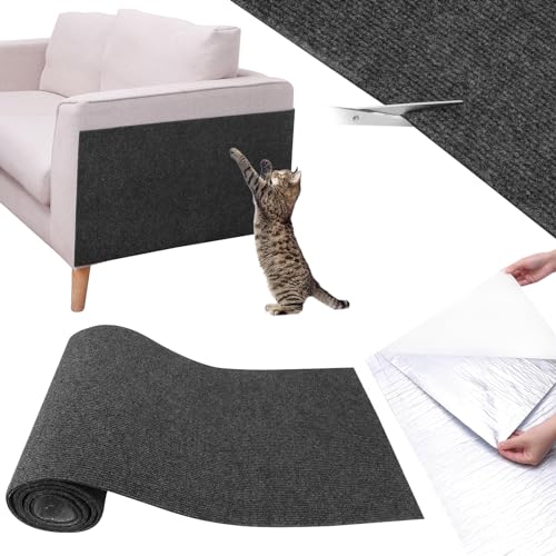 Lvefyti Selbstklebend Kratzmatte Katze 200 * 40cm, DIY Kratzbrett Katze, Kratzschutz Sofa Katze, Kratzteppich Katze Wand Katzenkratzmatte AntiKratz Tape für Katzenständer, Holzgriff, Katzenturm von Lvefyti