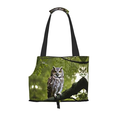 Eulenbaumzweige stilvolle und tragbare Haustier-Crossbody-Tasche – Haustier-Tragetasche für kleine Hunde – Haustier-Tragetasche, Crossbody-Tasche für Haustiere von Lxqlss