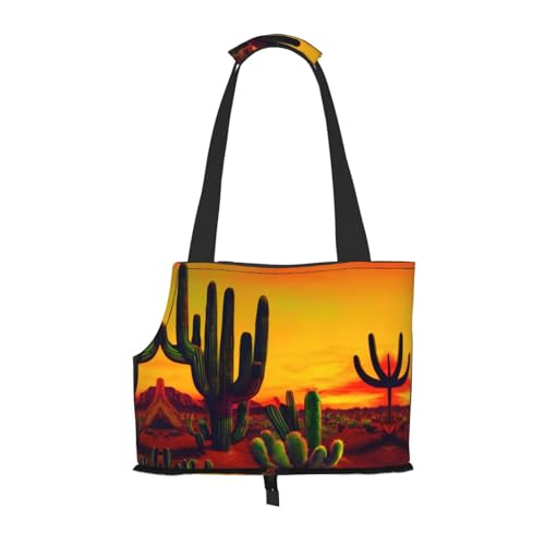 Lxqlss Cactus in Desert Stilvolle und tragbare Haustier-Crossbody-Tasche – Haustier-Tragetasche für kleine Hunde – Haustier-Tragetasche, Crossbody-Tasche für Haustiere von Lxqlss