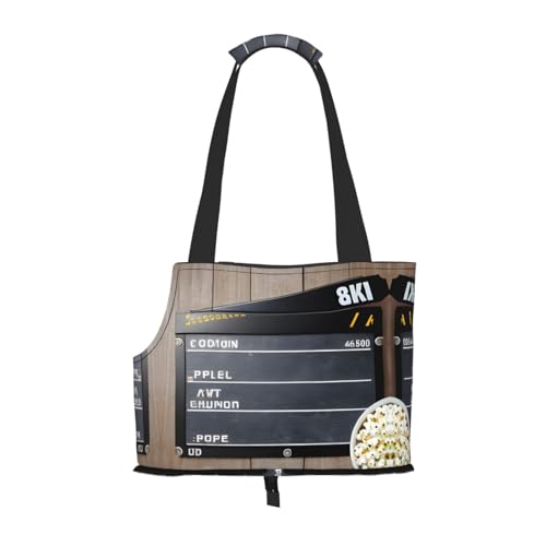 Lxqlss Cinema Movie Clapboard und Popcorn Stilvolle und tragbare Haustier-Crossbody-Tasche – Haustier-Tragetasche für kleine Hunde – Haustier-Tragetasche, Crossbody-Tasche für Haustiere von Lxqlss