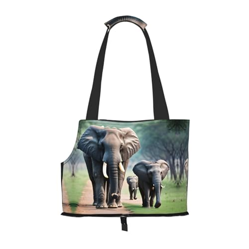 Lxqlss Elephant Family Stilvolle und tragbare Haustier-Crossbody-Tasche – Haustier-Tragetasche für kleine Hunde – Haustier-Tragetasche, Crossbody-Tasche für Haustiere von Lxqlss