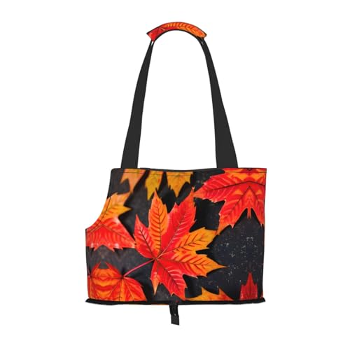 Lxqlss Fall Red Leaves Stilvolle und tragbare Haustier-Crossbody-Tasche – Haustier-Tragetasche für kleine Hunde – Haustier-Tragetasche, Crossbody-Tasche für Haustiere von Lxqlss