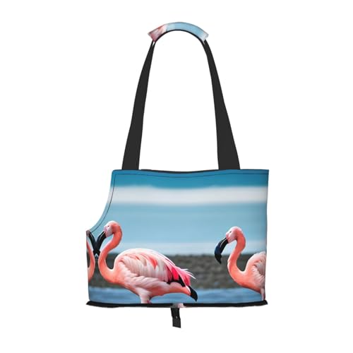 Lxqlss Flamingos On The Beach Stilvolle und tragbare Haustier-Crossbody-Tasche – Haustier-Tragetasche für kleine Hunde – Haustier-Tragetasche, Crossbody-Tasche für Haustiere von Lxqlss