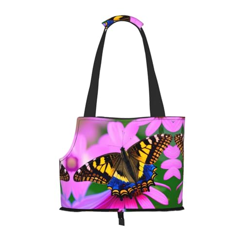 Lxqlss Floral Butterfly Stilvolle und tragbare Haustier-Crossbody-Tasche – Haustier-Tragetasche für kleine Hunde – Haustier-Tragetasche, Crossbody-Tasche für Haustiere von Lxqlss