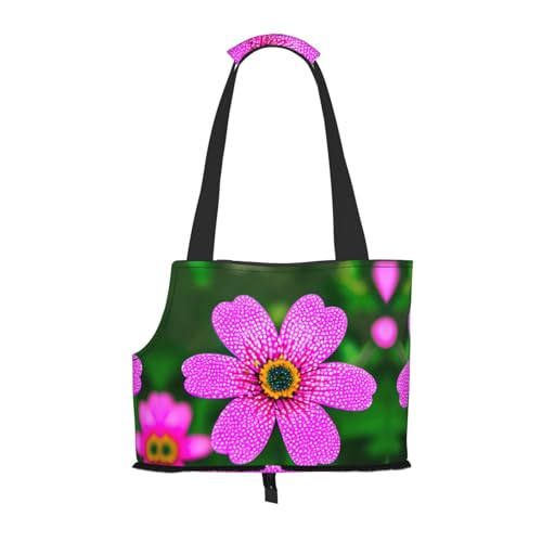 Lxqlss Gepunktete rosa Blume, stilvolle und tragbare Haustier-Crossbody-Tasche – Haustier-Tragetasche für kleine Hunde – Haustier-Tragetasche, Crossbody-Tasche für Haustiere von Lxqlss