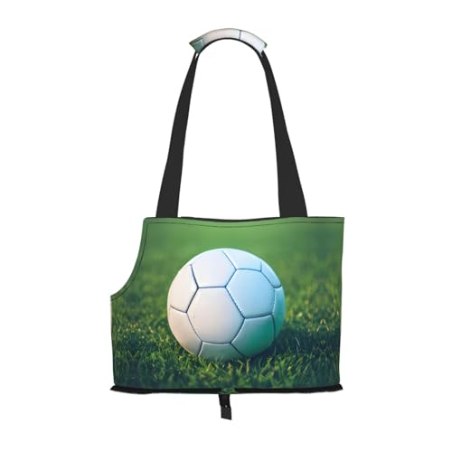 Lxqlss Grüner Fußball auf Grasy, stilvolle und tragbare Haustier-Crossbody-Tasche – Haustier-Tragetasche für kleine Hunde – Haustier-Tragetasche, Umhängetasche für Haustiere von Lxqlss