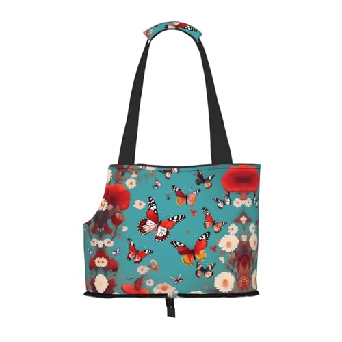 Lxqlss Hen Flying Butterflies Among Flowers Stilvolle und tragbare Haustier-Crossbody-Tasche – Haustier-Tragetasche für kleine Hunde – Haustier-Tragetasche, Crossbody-Tasche für Haustiere von Lxqlss