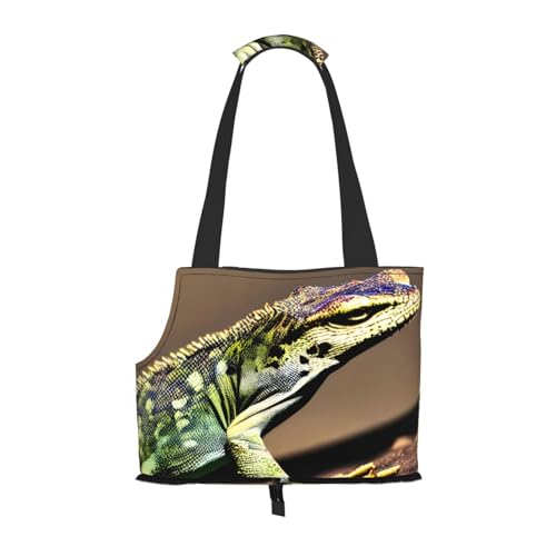 Lxqlss Lizard HD Stilvolle Haustier-Schultertasche, Tragetasche für kleine Hunde, Handtasche für Haustiere von Lxqlss