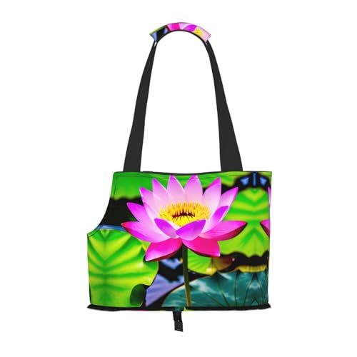 Lxqlss Lotus Flowers Stilvolle und tragbare Haustier-Crossbody-Tasche – Haustier-Tragetasche für kleine Hunde – Haustier-Tragetasche, Crossbody-Tasche für Haustiere von Lxqlss