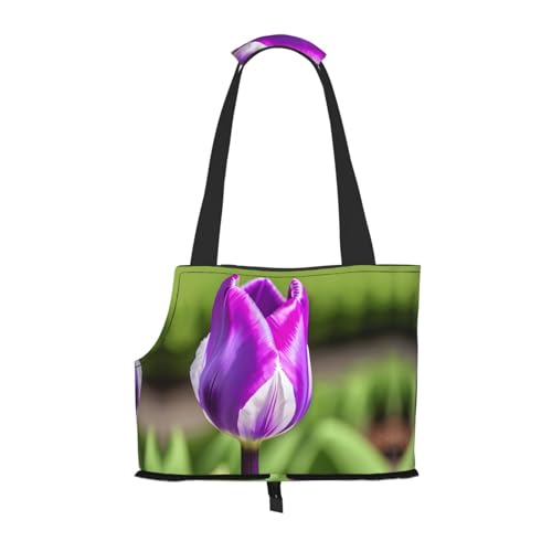 Lxqlss Purple Tulip Stilvolle tragbare Haustier Umhängetasche Handtasche für kleine Hunde Umhängetasche Haustier Umhängetasche von Lxqlss