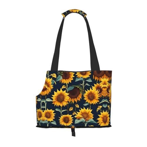 Lxqlss Schöner Sonnenblumen-Druck, stilvolle und tragbare Haustier-Crossbody-Tasche – Haustier-Tragetasche für kleine Hunde – Haustier-Tragetasche, Crossbody-Tasche für Haustiere von Lxqlss