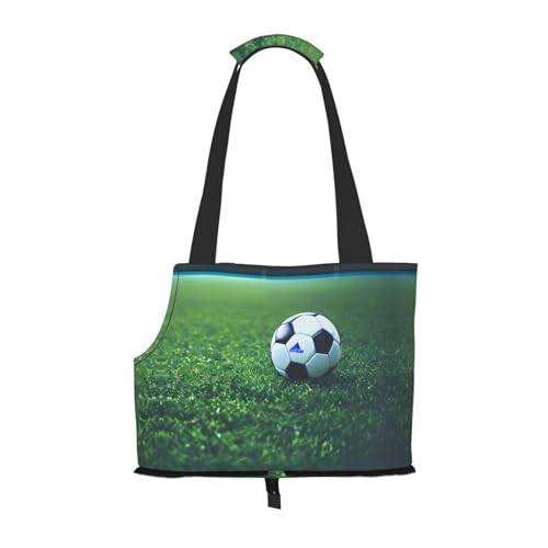 Lxqlss Stilvolle und tragbare Haustier-Crossbody-Tasche mit Fußballball auf Gras, Haustier-Tragetasche für kleine Hunde, Haustier-Tragetasche, Crossbody-Tasche für Haustiere von Lxqlss