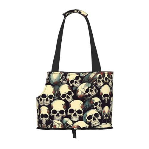 Lxqlss Totenkopf-Skelett, stilvolle und tragbare Haustier-Crossbody-Tasche – Haustier-Tragetasche für kleine Hunde – Haustier-Tragetasche, Crossbody-Tasche für Haustiere von Lxqlss