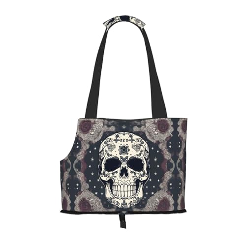 Lxqlss Totenkopf Yoga und Blume Stilvolle und tragbare Haustier-Crossbody-Tasche – Haustier-Tragetasche für kleine Hunde – Haustier-Tragetasche, Crossbody-Tasche für Haustiere von Lxqlss