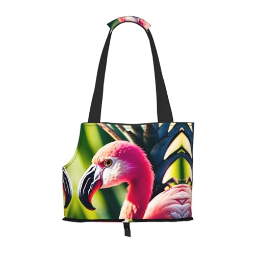 Lxqlss Tropische Flamingos und Ananas, stilvolle und tragbare Haustier-Crossbody-Tasche – Haustier-Tragetasche für kleine Hunde – Haustier-Tragetasche, Crossbody-Tasche für Haustiere von Lxqlss