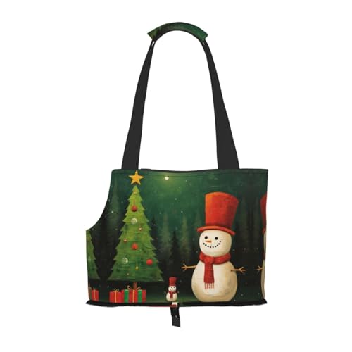 Lxqlss Weihnachtsbaum Schneemann Stilvolle und tragbare Haustier-Umhängetasche – Haustier-Tragetasche für kleine Hunde – Haustier-Tragetasche, Crossbody-Tasche für Haustiere von Lxqlss