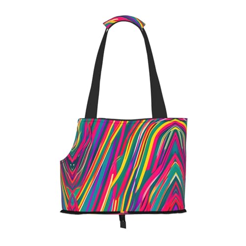 Rainbow Lines Stilvolle und tragbare Haustier-Crossbody-Tasche – Haustier-Tragetasche für kleine Hunde – Haustier-Tragetasche, Crossbody-Tasche für Haustiere von Lxqlss