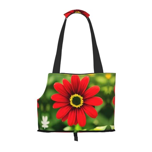 Rote Blume, stilvolle und tragbare Haustier-Umhängetasche, Haustier-Tragetasche für kleine Hunde, Haustier-Tragetasche, Crossbody-Tasche für Haustiere, von Lxqlss